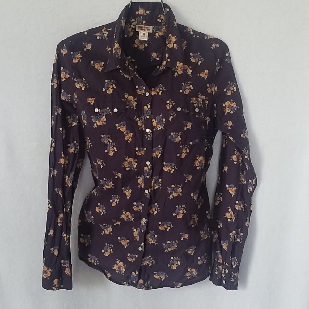 MOSSIMO floral print button down top - Picture 1 of 5
